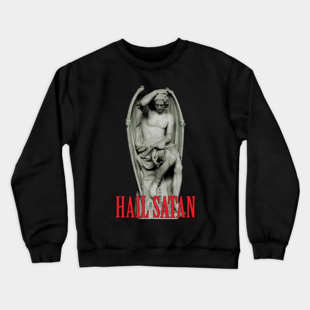Hail Satan Statue Crewneck Sweatshirt by artpirate